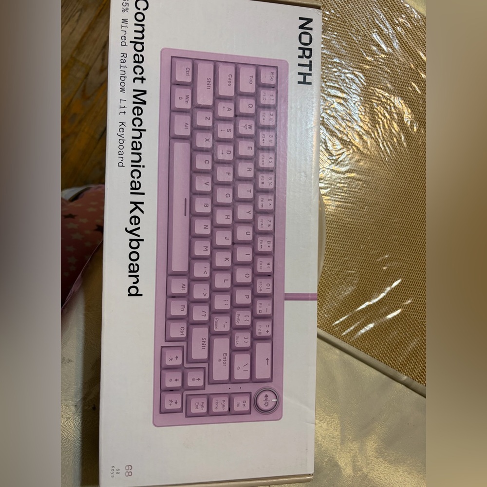 Pink compact Mechanical Keyboard, rainbow lit keyboard gorgeous